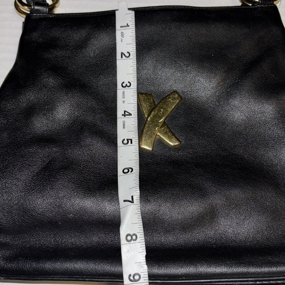 PALOMA PICASSO BLACK LEATHER SHOULDER BAG GOLD TONE X LOGO IN FRONT GORGEOUS - Picture 11 of 11